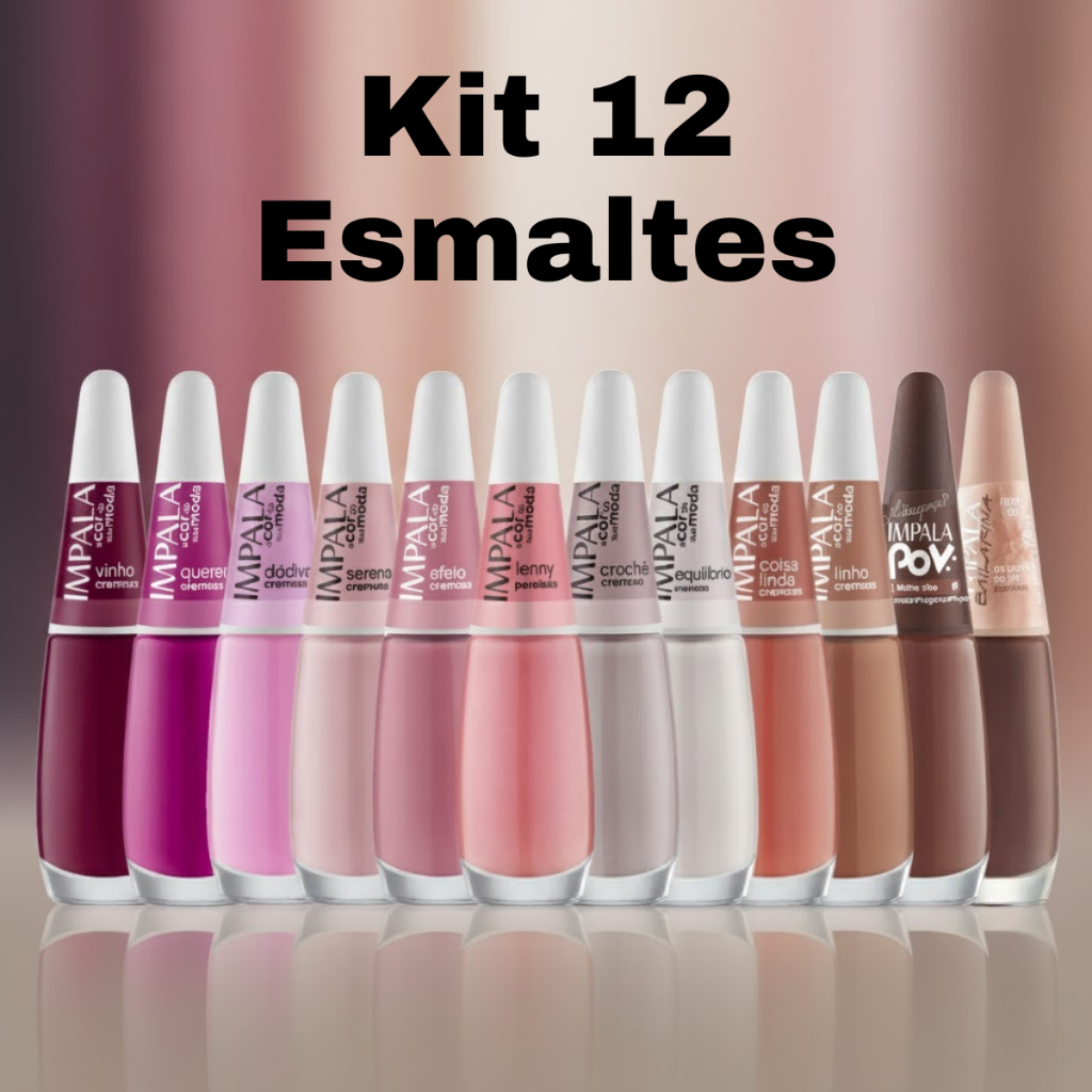 Kit 12 Esmaltes Impala Lançamento Cores Variadas