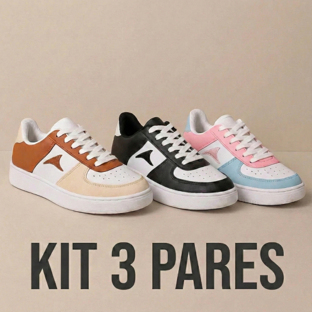 Kit 3 Pares Tênis Casual Street Look Urbano Confo