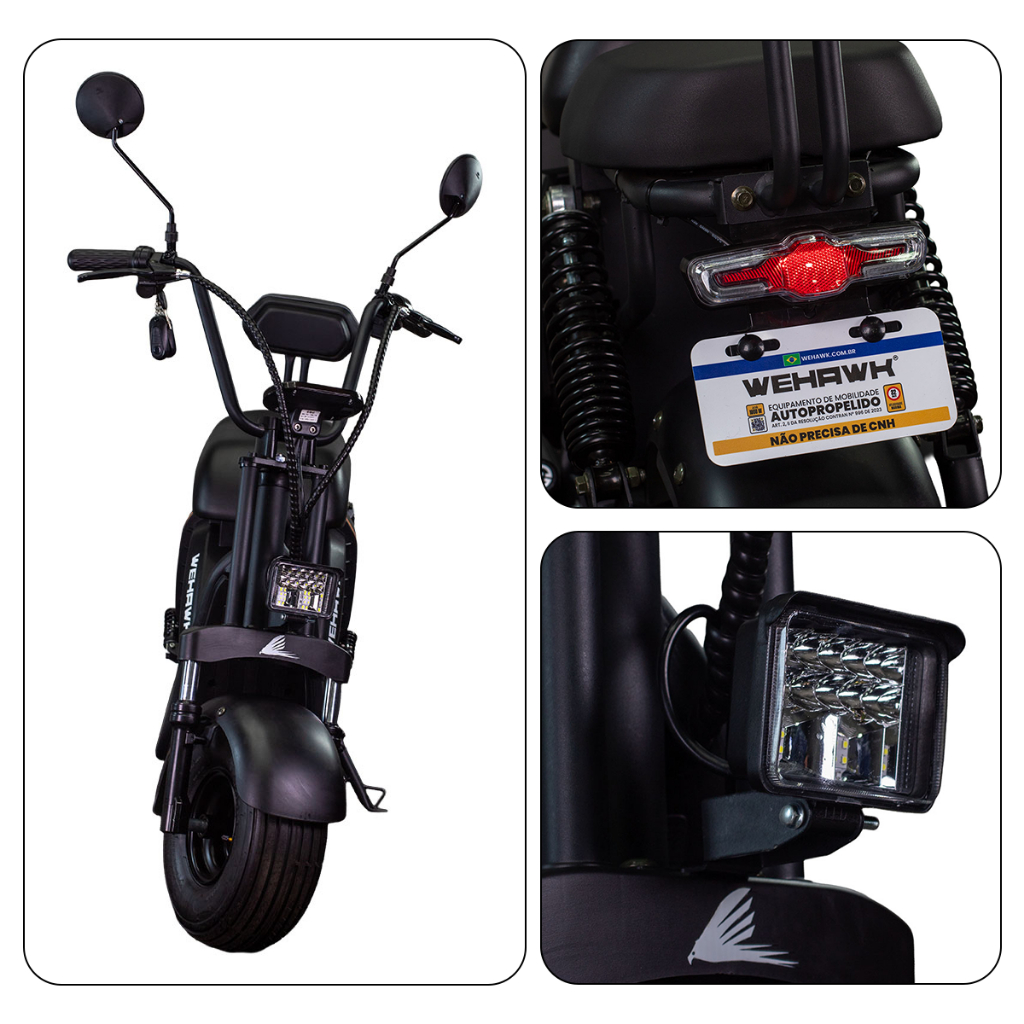 Scooter Moto Elétrica WeHawk X17 Light 1000W Bate
