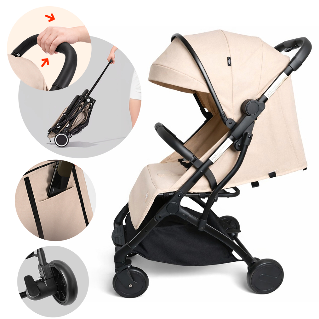 Carrinho De Bebê Portátil Para Viagem Aero Bege