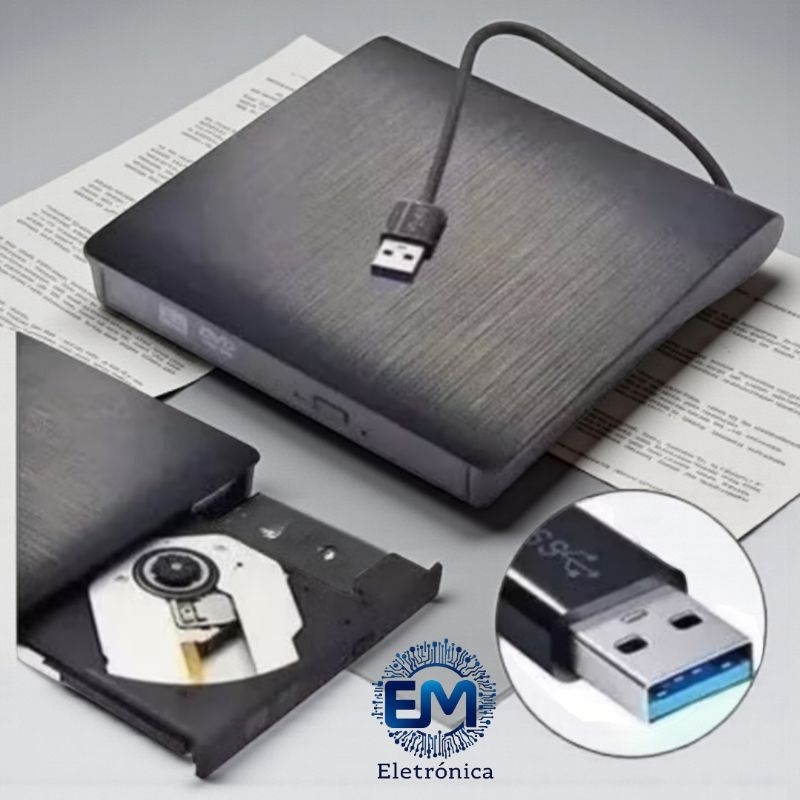 Leitor eGravador CD DVD Externo USB 3.0   5Gbps