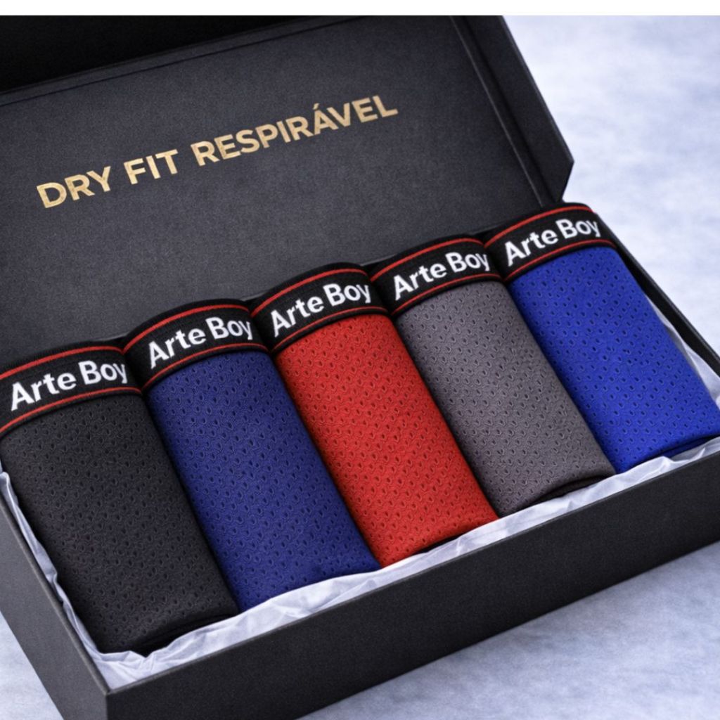 Kit DRY FIT 5 Cuecas Boxer Forro Algodão Cueca Bo