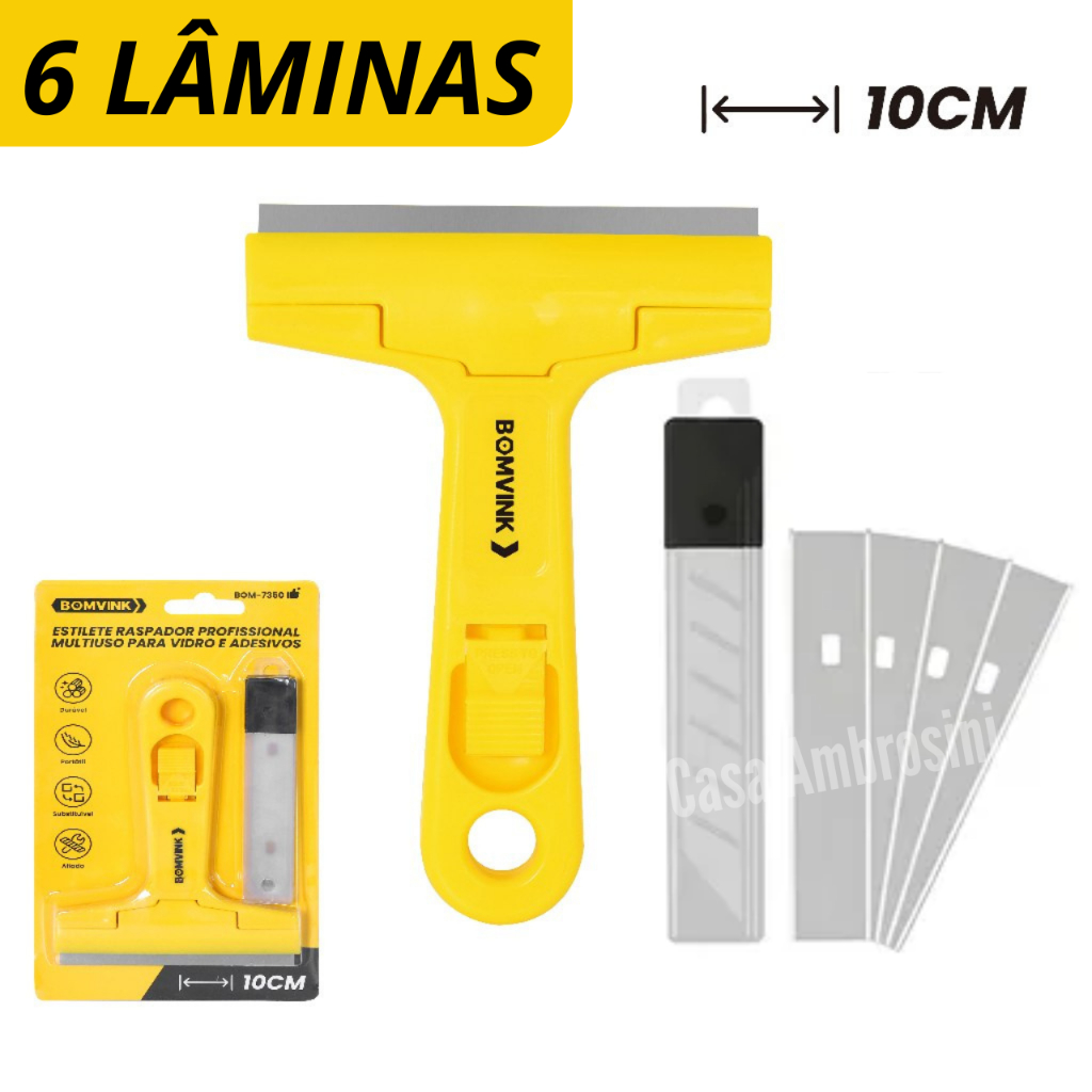 KIT Raspador De Vidro Azulejo Piso Multiuso 6 Lâm