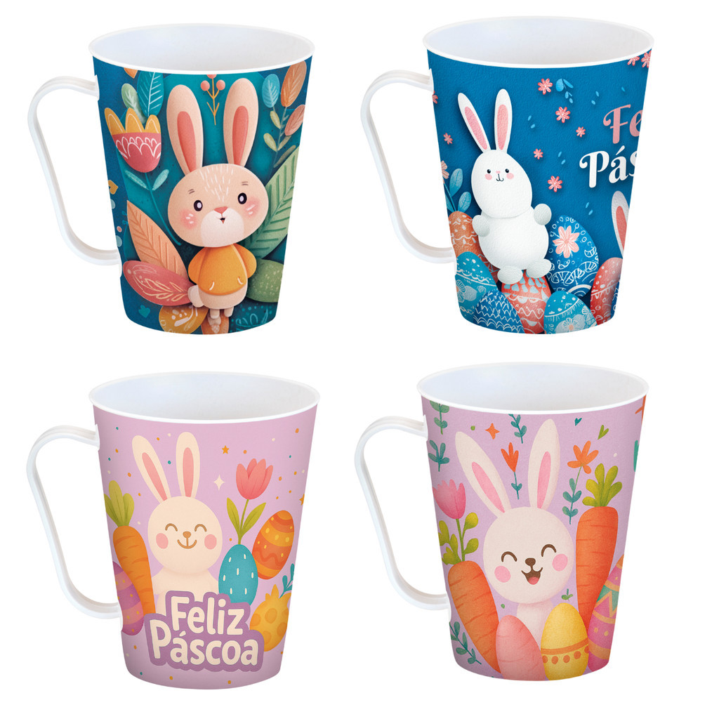 Kit 12 Canecas 430ml Lembrancinhas Datas Plastico 