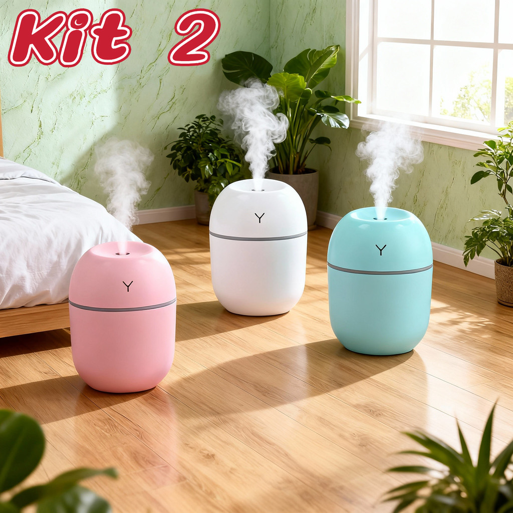 Kit 2 Umidificador de Ar Difusor Egg LED 250ml Pur