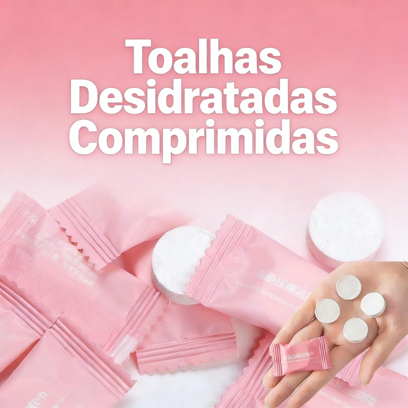 Kit 100 Toalhas Desidratadas Comprimidas –  