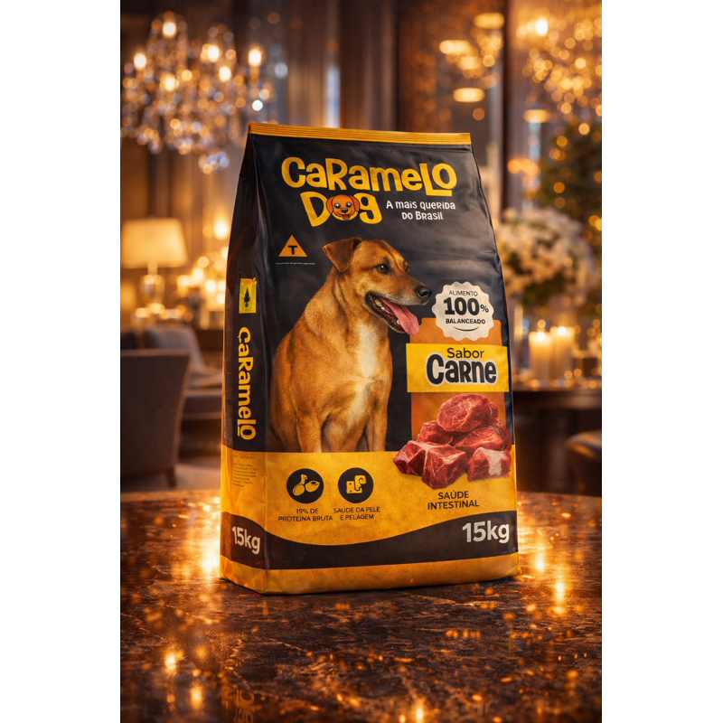 Ração cachorro Caramelo Dog 15kg Sabor Carne  A 
