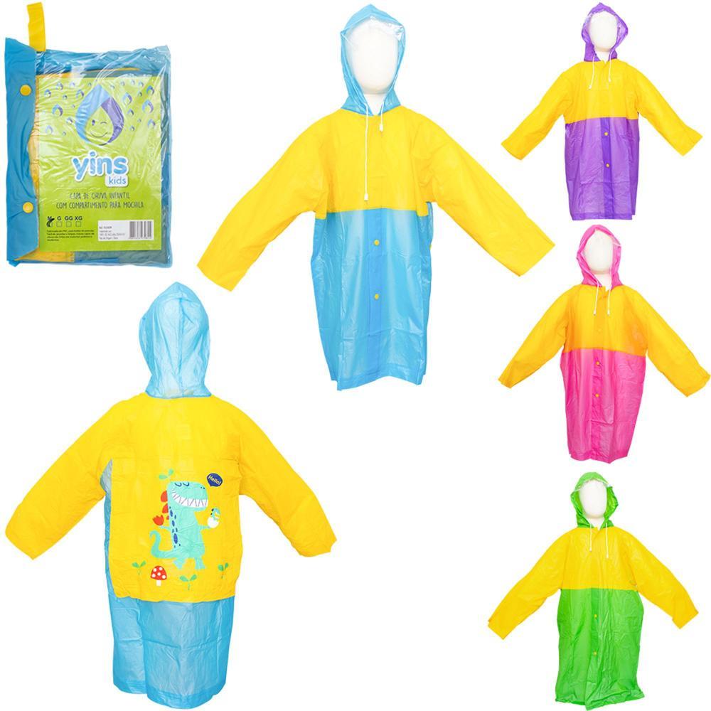 Capa De Chuva Estampada Infantil De PVC Com Compar