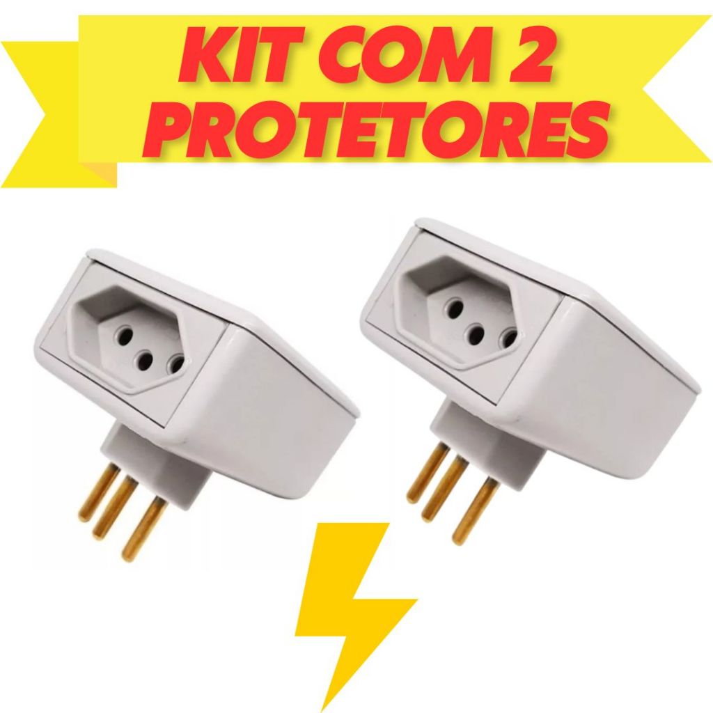 Kit com 2 Protetor Contra Raio Surtos Picos Eletro