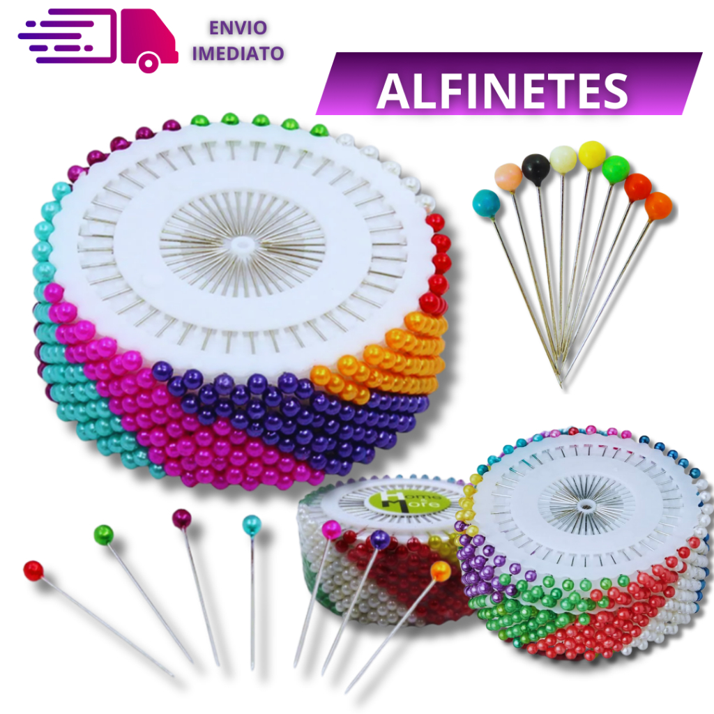 Alfinete De Cabeça Colorida KIT 240 ou 120 Alfine