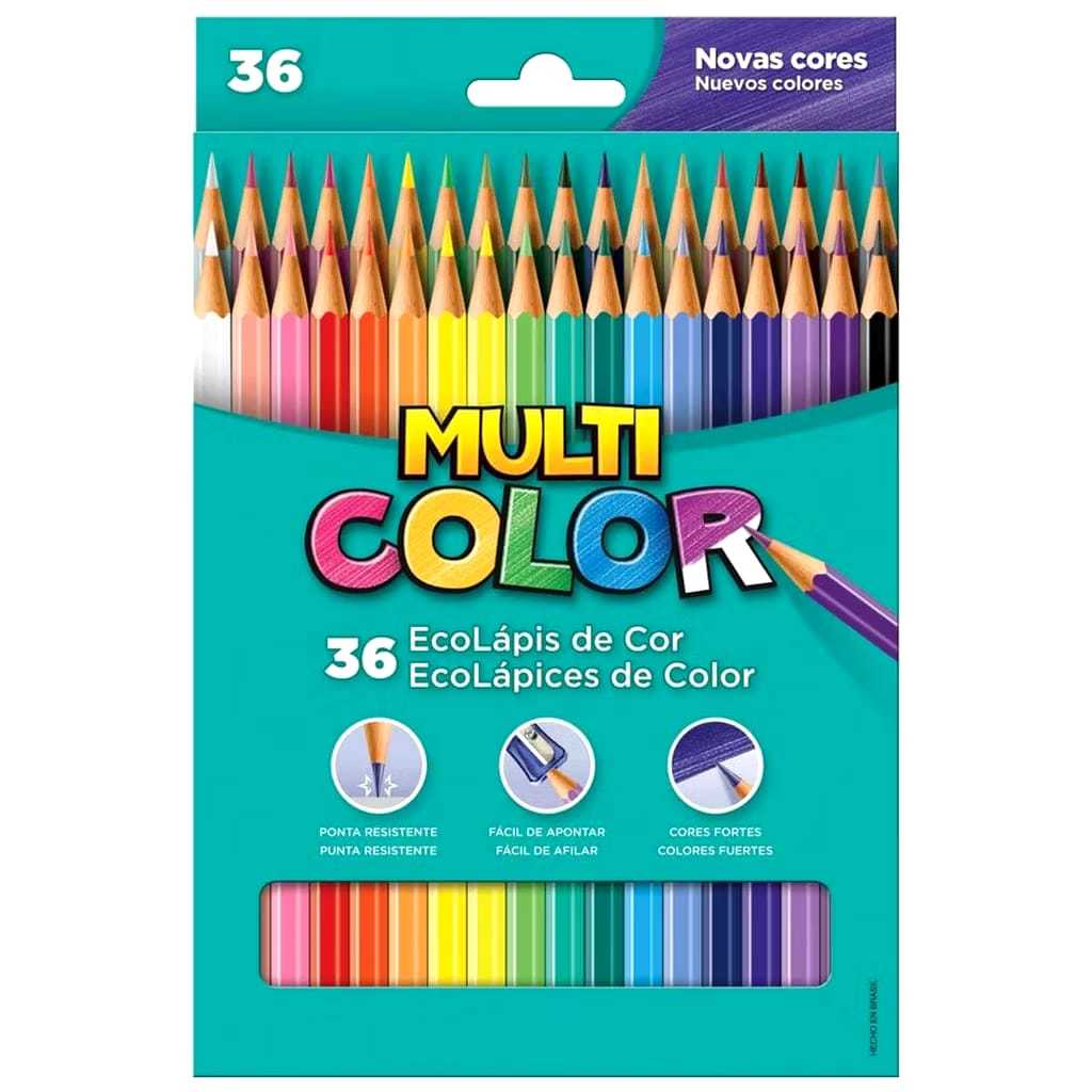 Lápis de Cor Ecolápis Multicolor Super 24 ou 36 