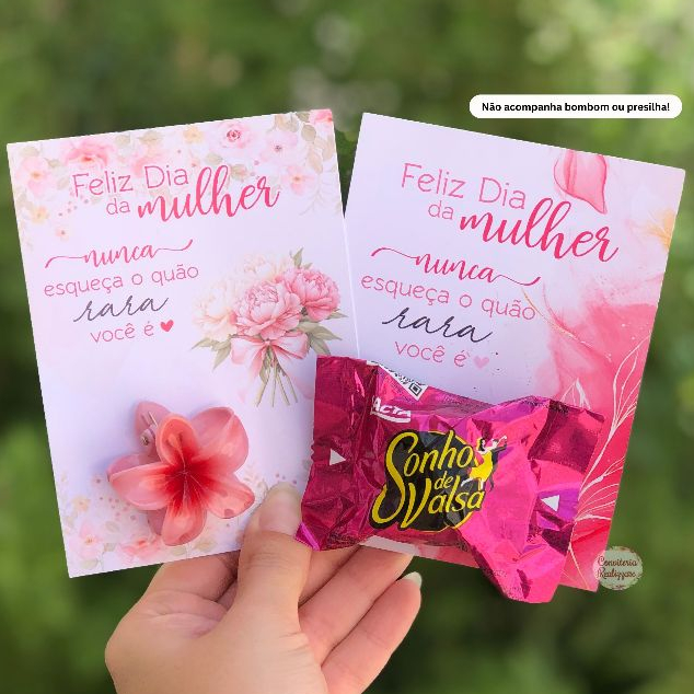 Dia da Mulher 30/50/100 Cards para colocar Bombom 