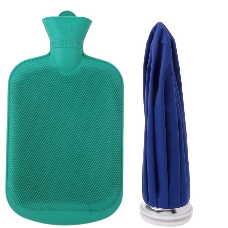 Kit Bolsa De Água Quente Borracha E De Gelo Pano 