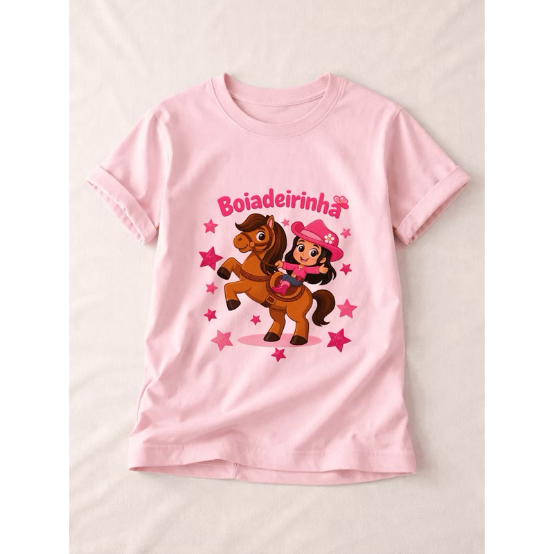 Camiseta Blusa Infantil Meninas Boiadeirinha Caval