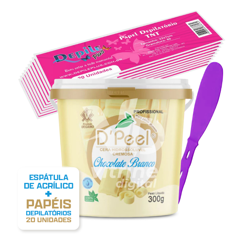 Kit Cera Depilatoria Hidrossoluvel Dpeel 300g + Es