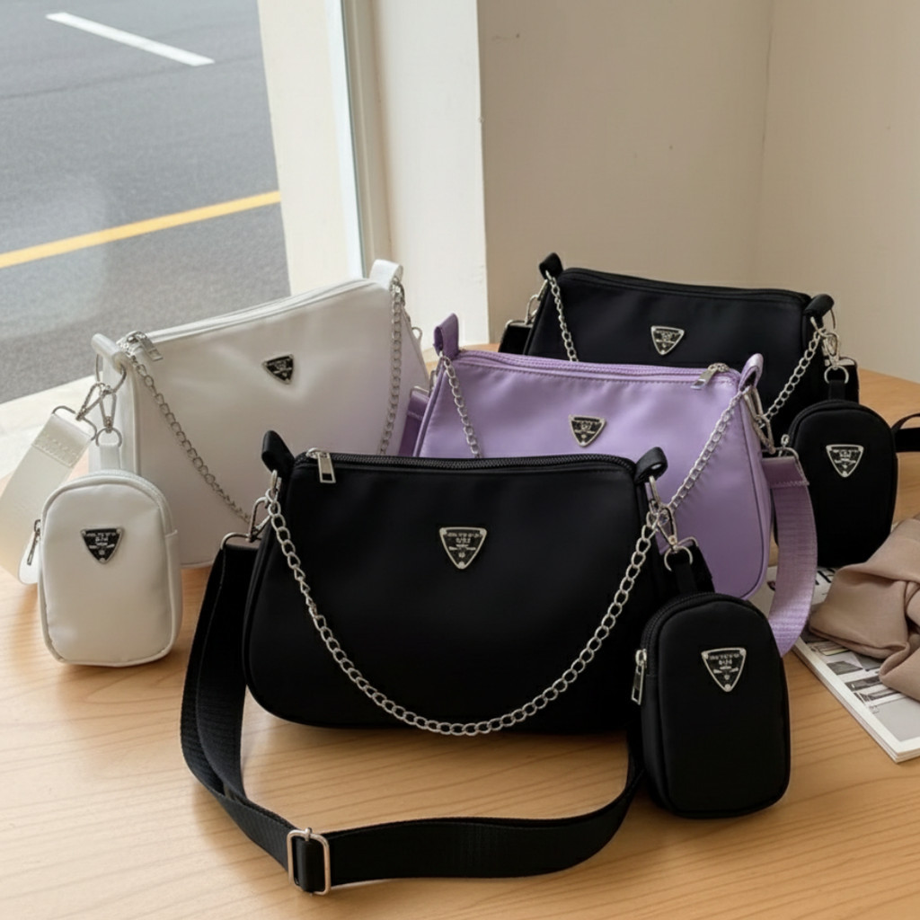 Bolsa Transversal de Ombro Nylon Estilo Minimalist