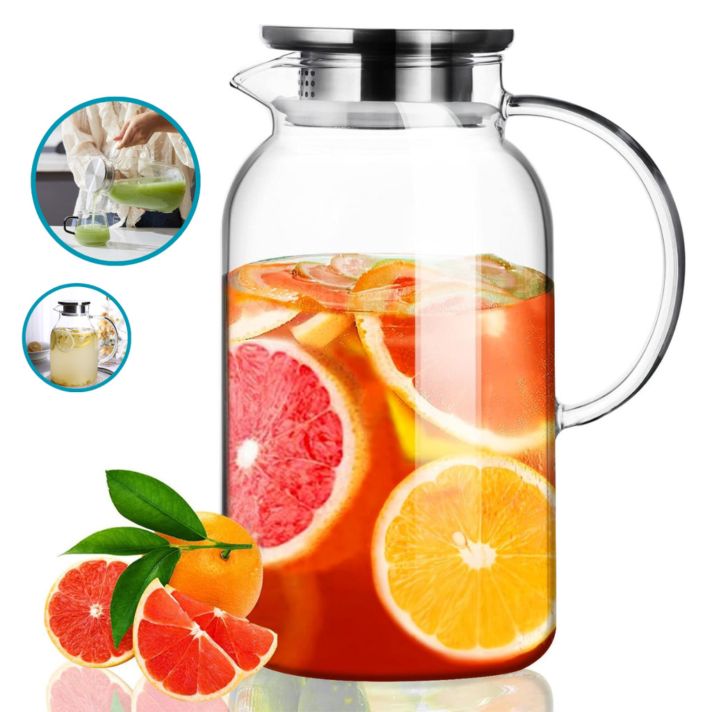 Jarra de Vidro 1,8L Borossilicato Transparente com