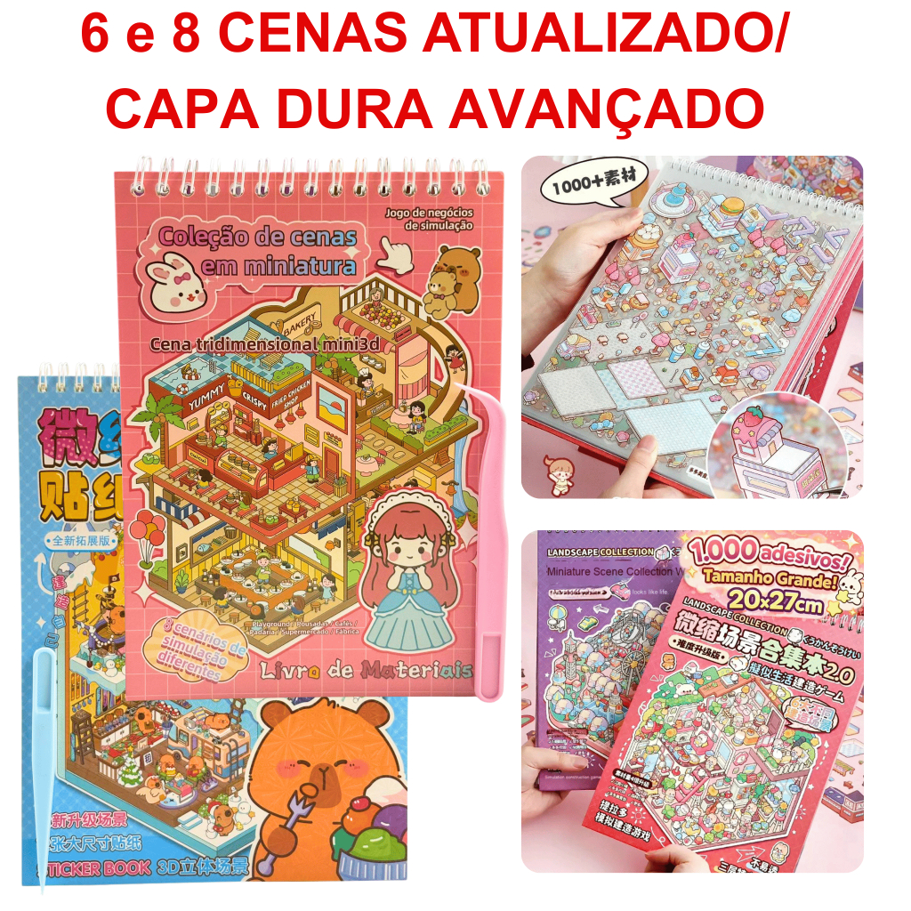 Caderno De Adesivos Cenas Interativo Livro 3d 6 ou
