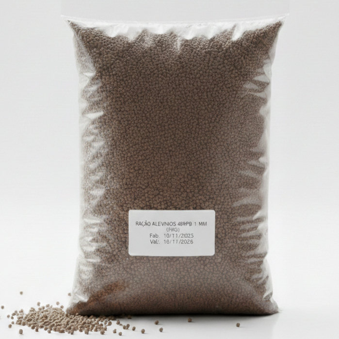 Ração Alevinos 48% Proteína (1mm) 1kg | O Melho