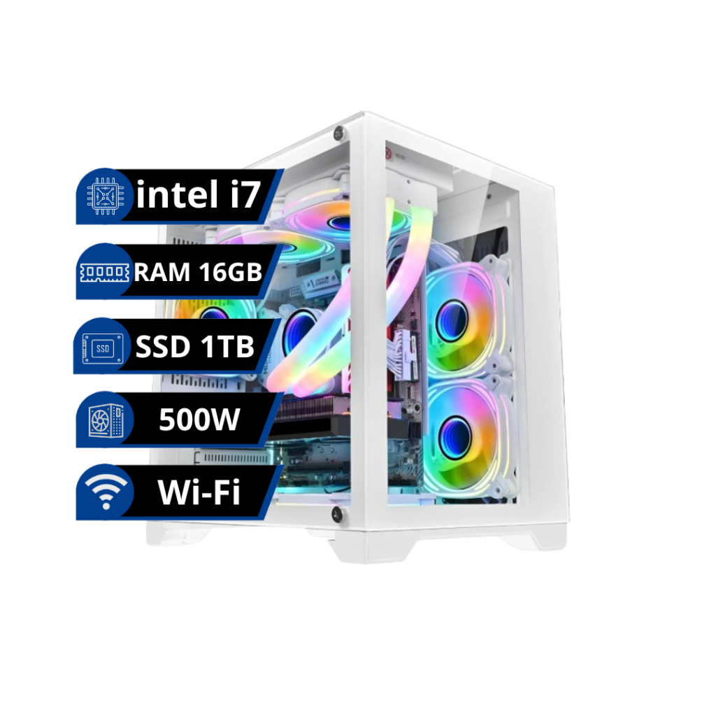 Pc Gamer Aquário branco intel core i7 / 16GB / SS