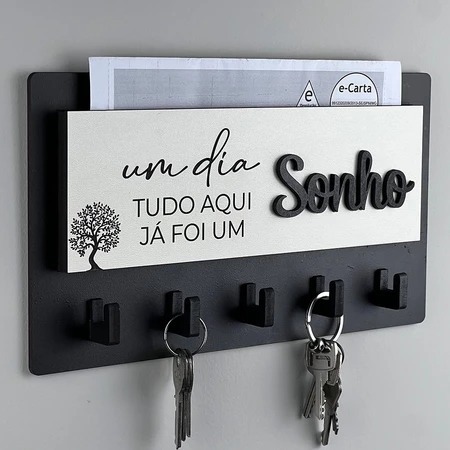 Porta Chaves Decorativo Para Parede em MDF 05 Ganc