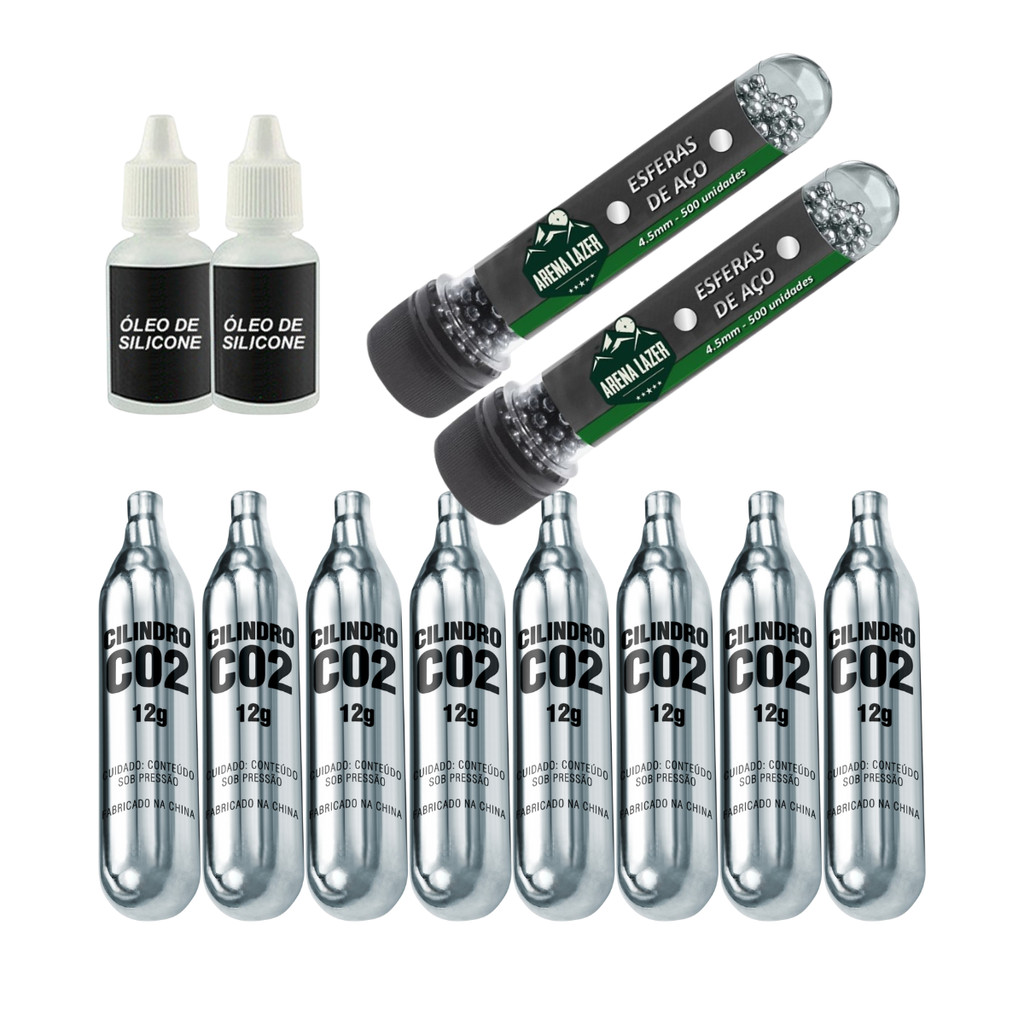 Kit 1000 Esferas Munição de Aço 4,5mm + 2 Óleo