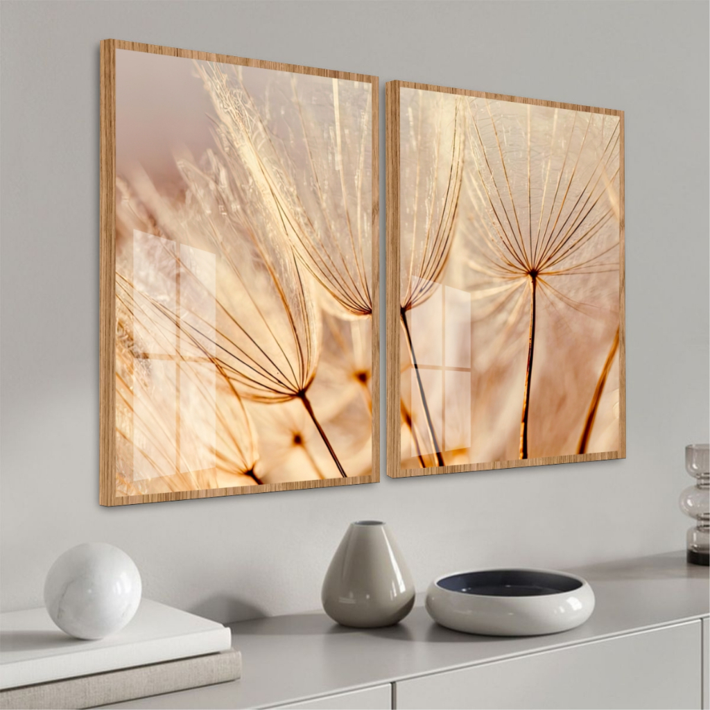 Quadro Moldura e Vidro Duas Peças Dente De Leão 