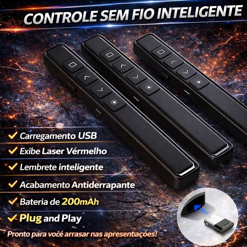 Apresentador de Slides Premium com Laser | Recarre