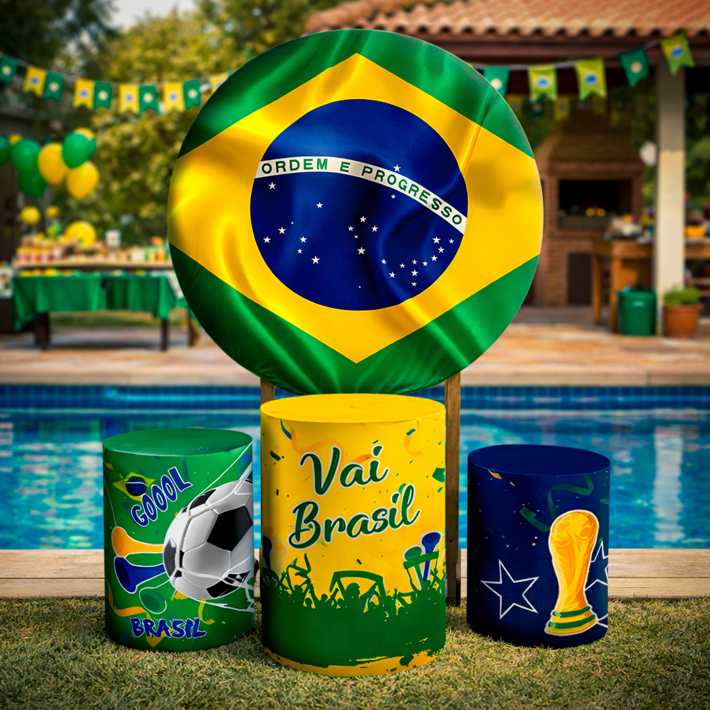 Painel de Festa Copa do Mundo Brasil  + Capa Trio 