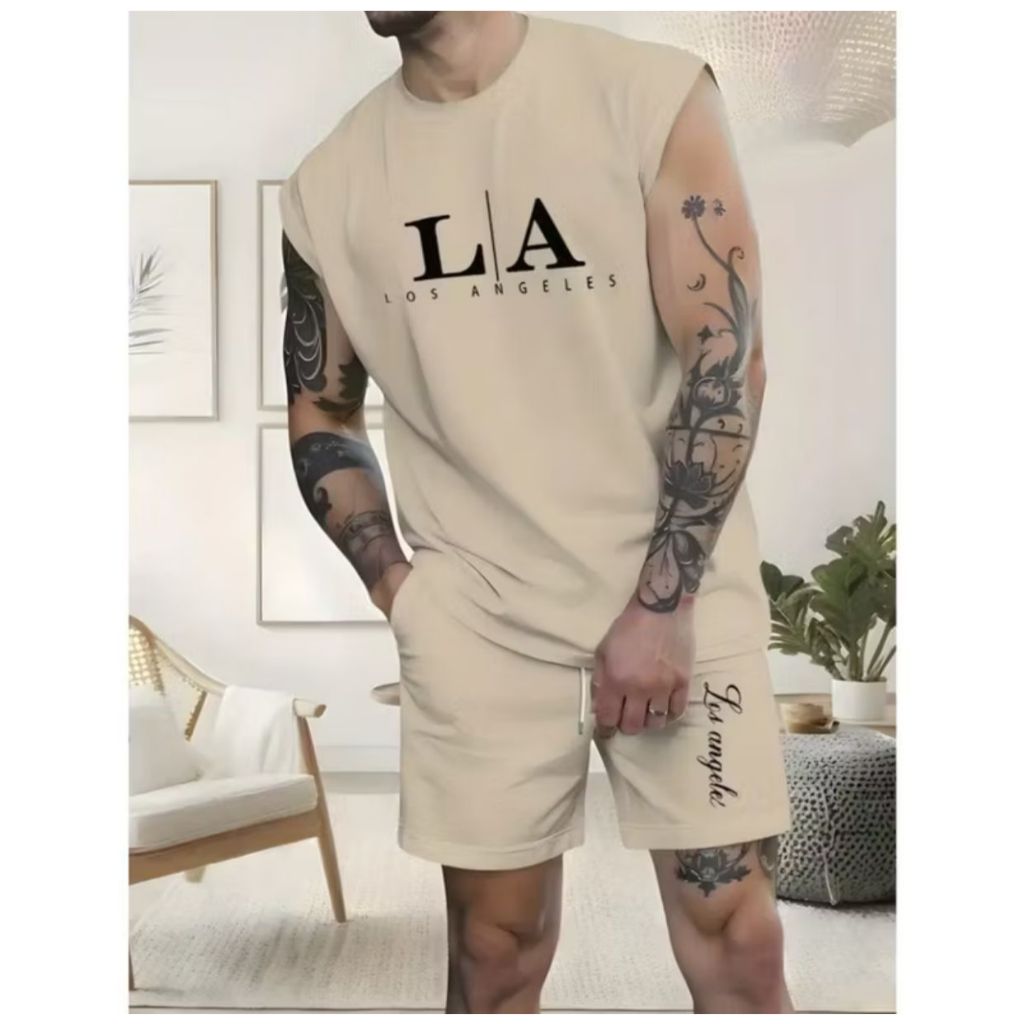 Conjunto Regata Machão e Bermuda Moletom Com Bols