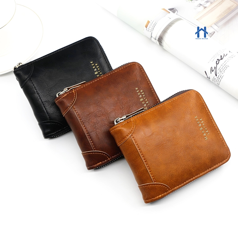 Carteira Masculina de Couro com Zíper Porta Docum