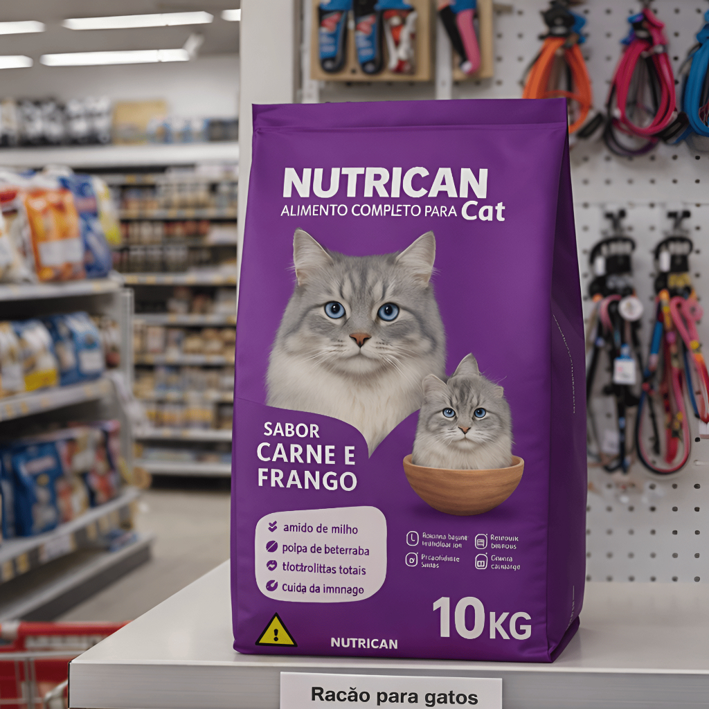 Ração Para Gatos Nutrican Cat 10kg Sabor Carne e