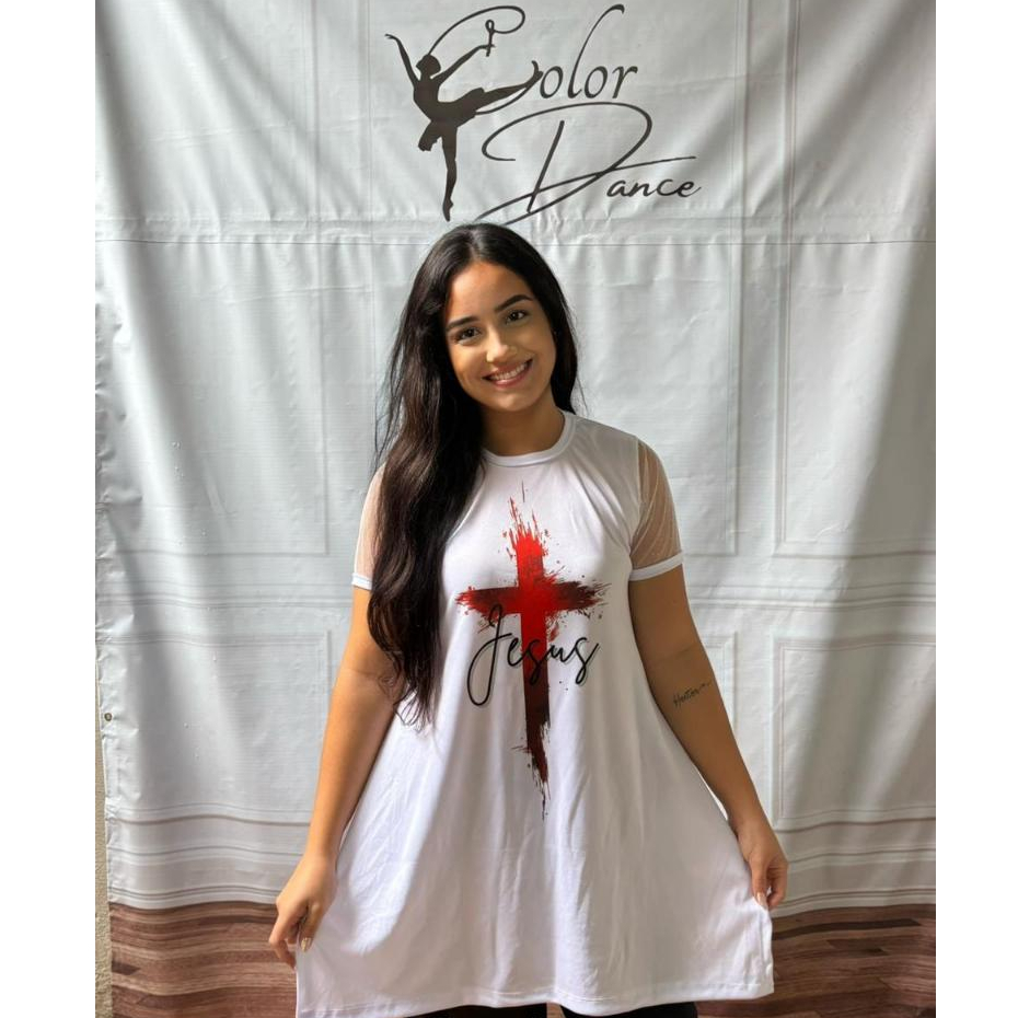 Bata Feminina de Dança Gospel Páscoa cruz Jesus