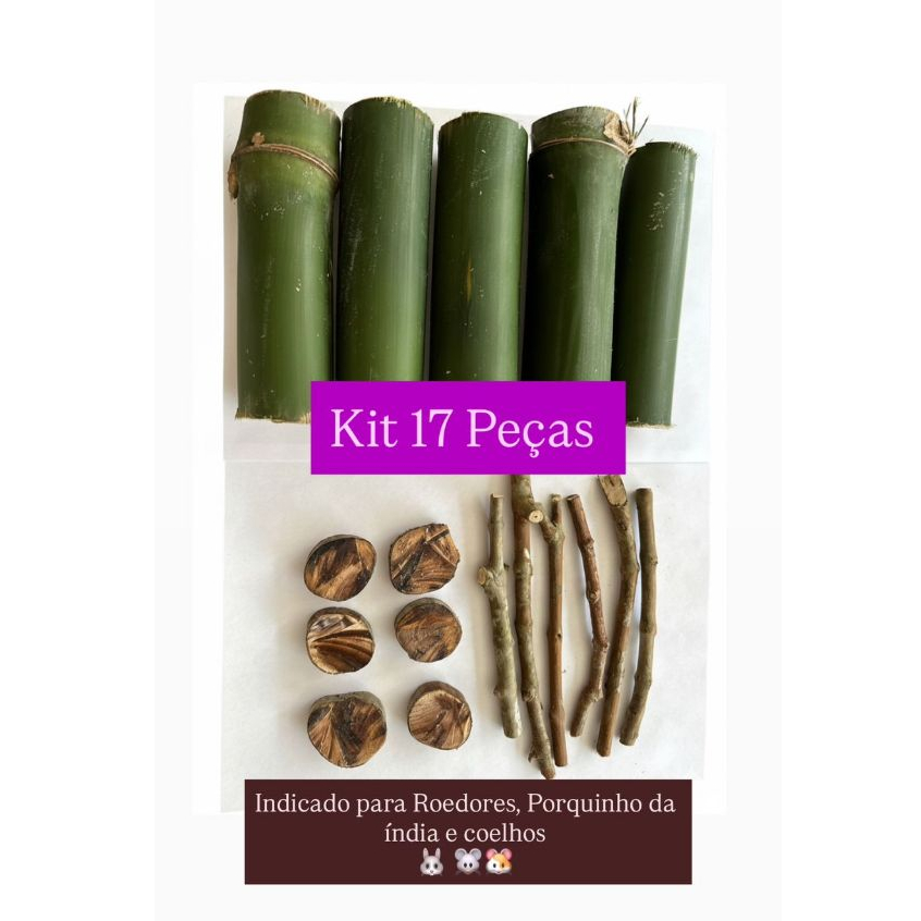 Kit Brinquedo Bambú Natural + Bolacha + Palitos d