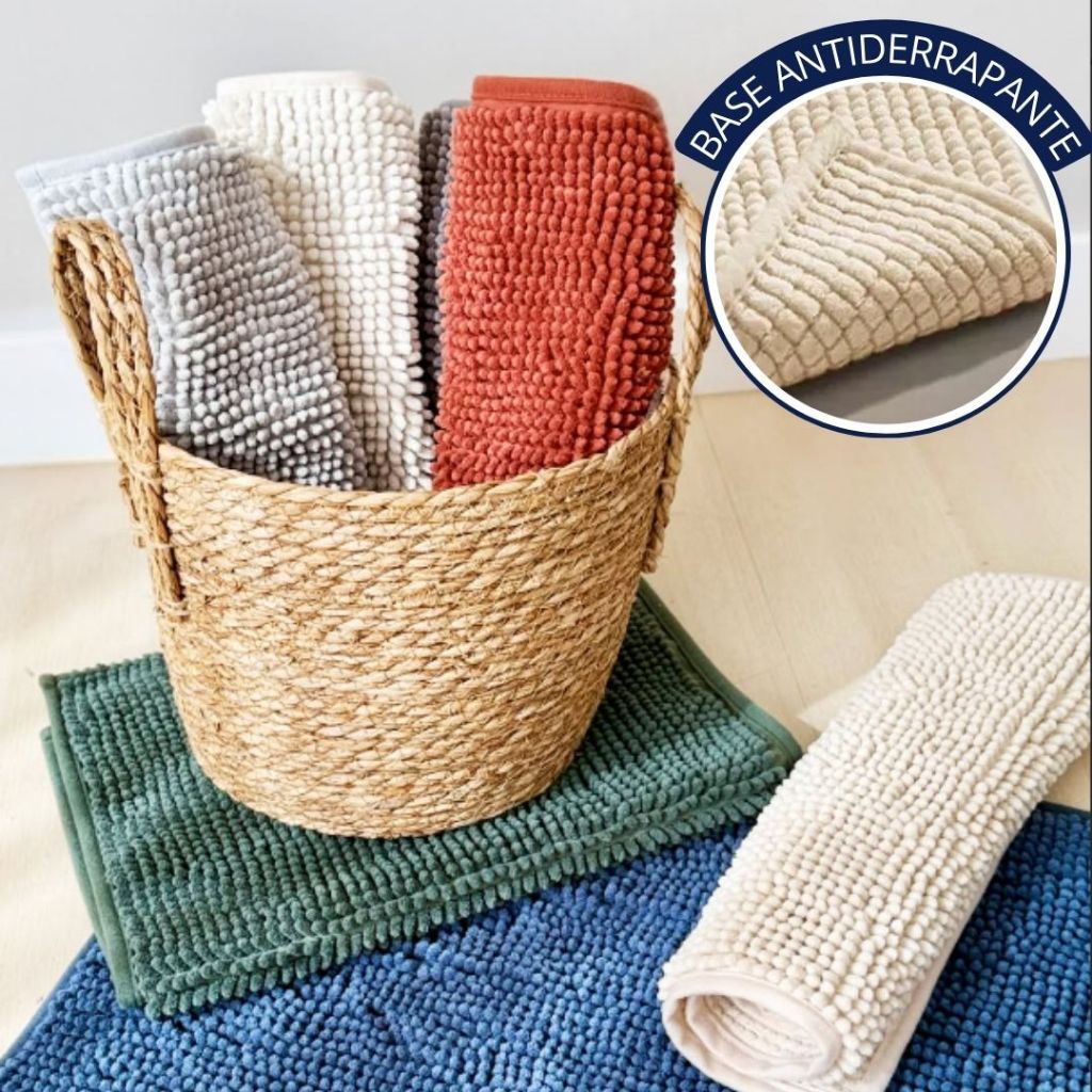 Tapete de Banheiro Microfibra Bolinha Antiderrapan