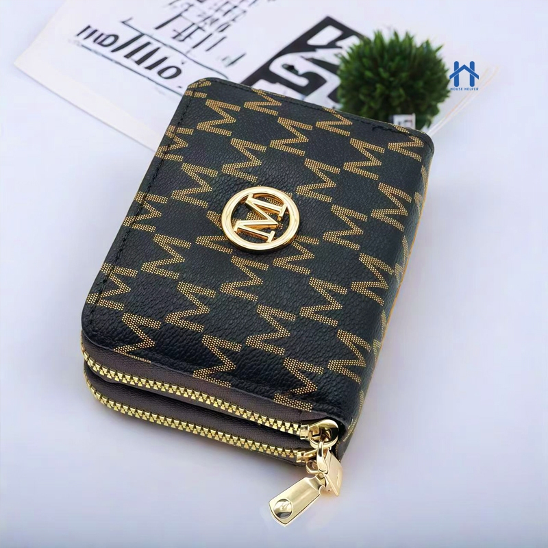 Carteira Feminina Dupla de Couro Pequena com Porta