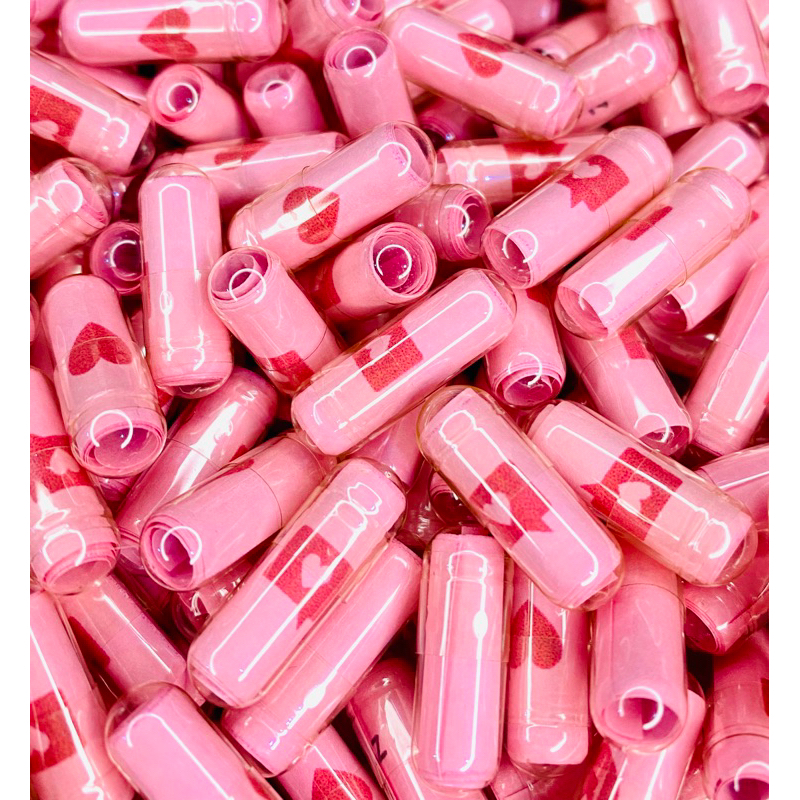 Cápsulas rosa com mensagem autoestima amor própr