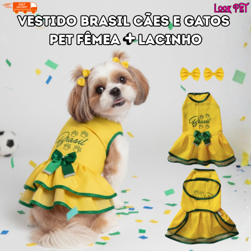Vestido Brasil Porte Pequeno a Médio Roupa para C