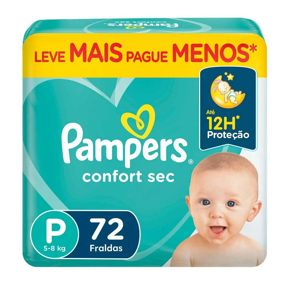 Fralda Descartável Pampers Confort Sec Super P 72
