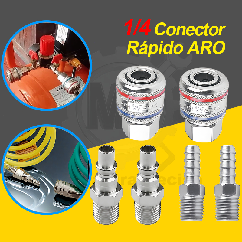 Kit 6 Engate Rapido Ar Comprimido 1/4 Pneumatico C