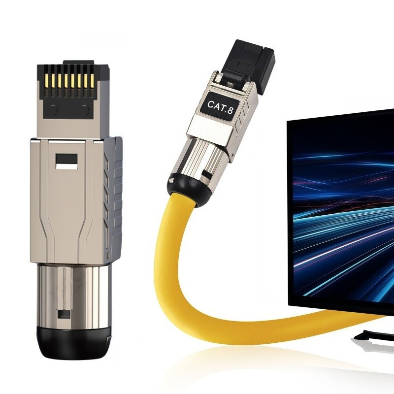 Blindado Para Conector Rj45 Industrial Cat8 40gbps