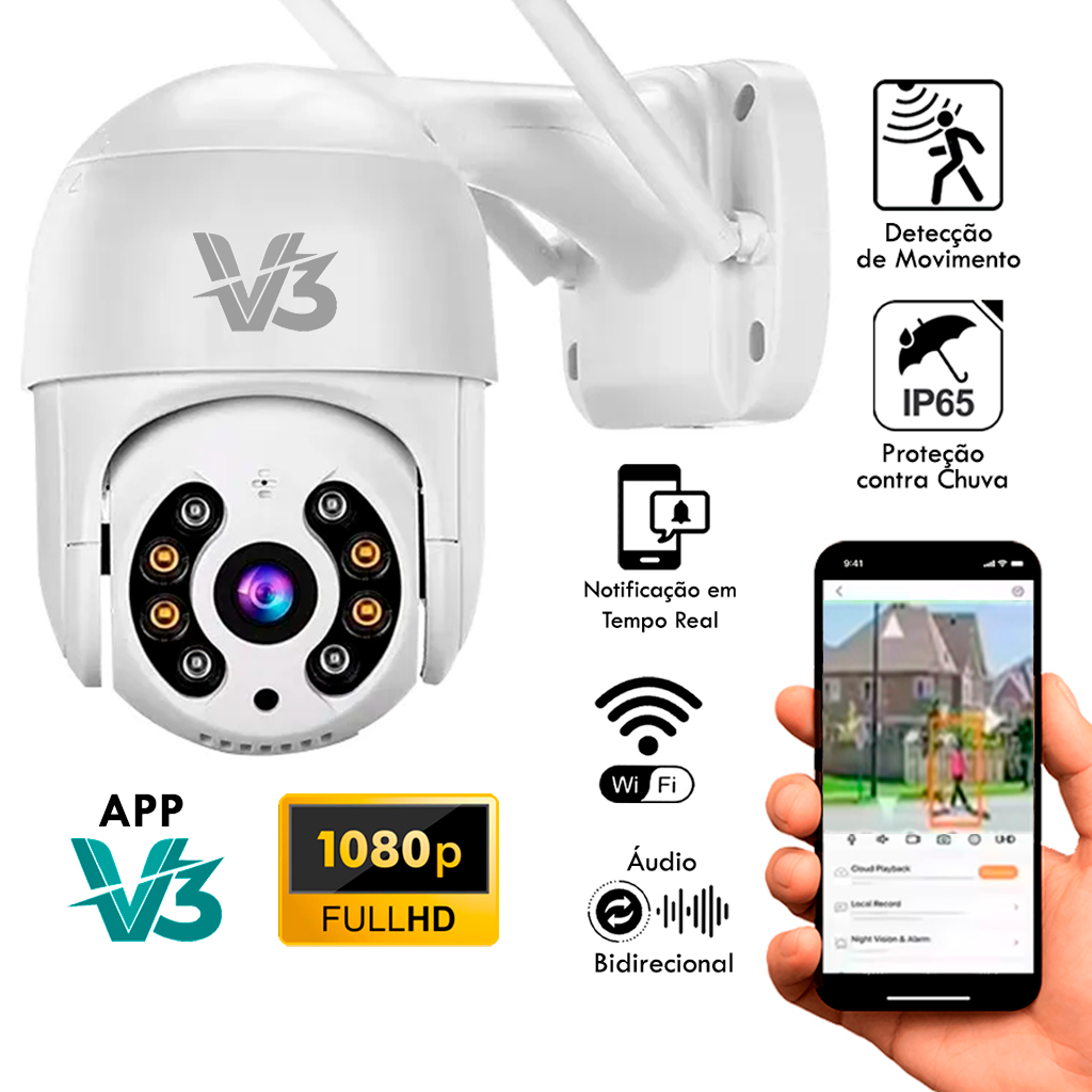 Câmera De Segurança V3 A808 Wi-Fi HD Interna/Ext