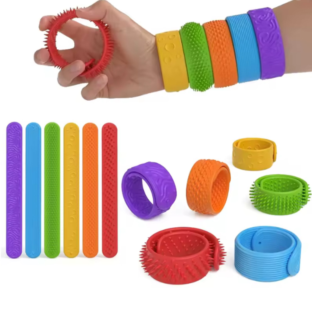 Kit c/6 Pulseiras Mordedor Sensorial Autismo TDAH 