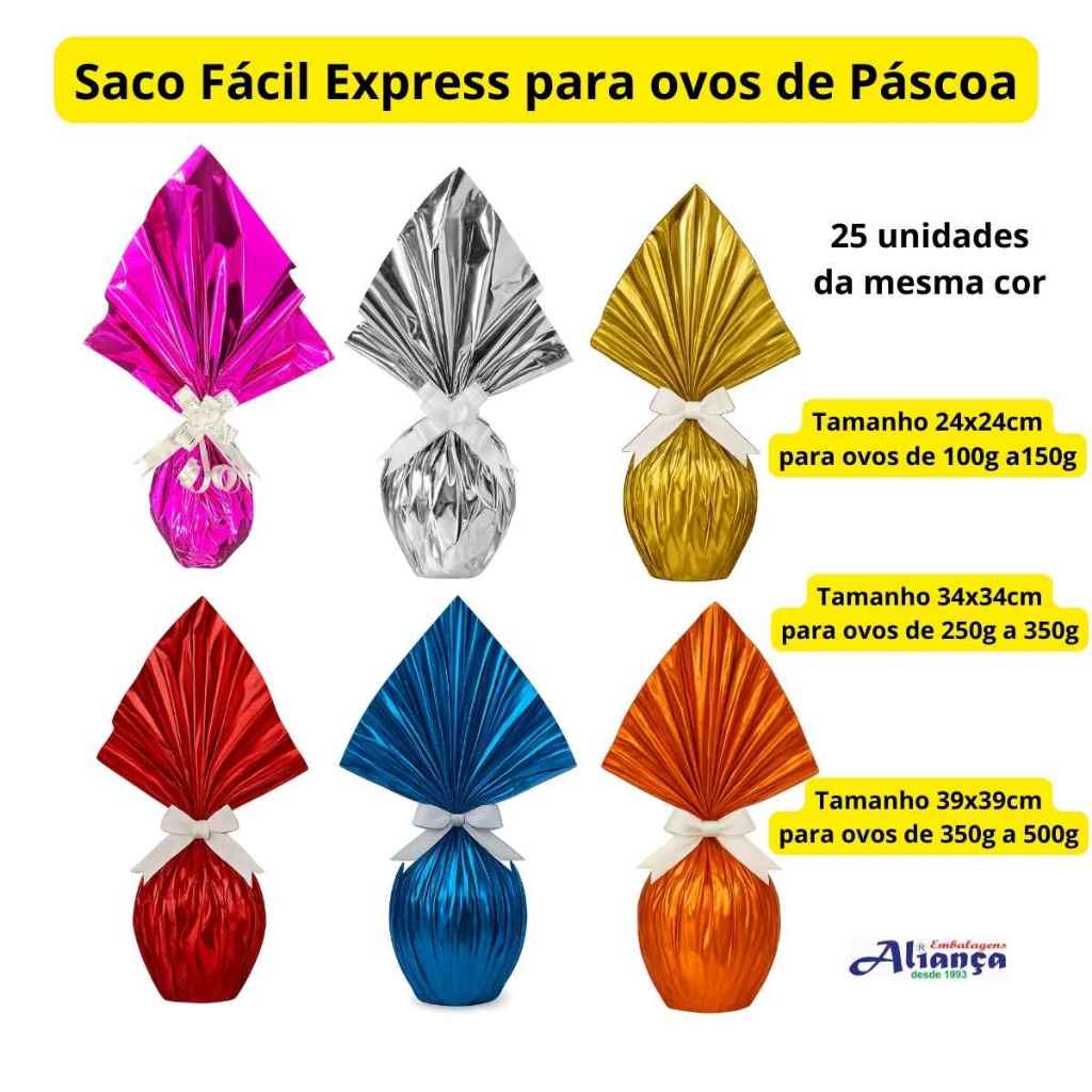 Saco Fácil Express BOPP para Ovos de Páscoa  Ali