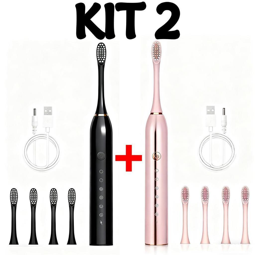 Kit 2 Escovas de Dente Elétricas Sônicas Recarre