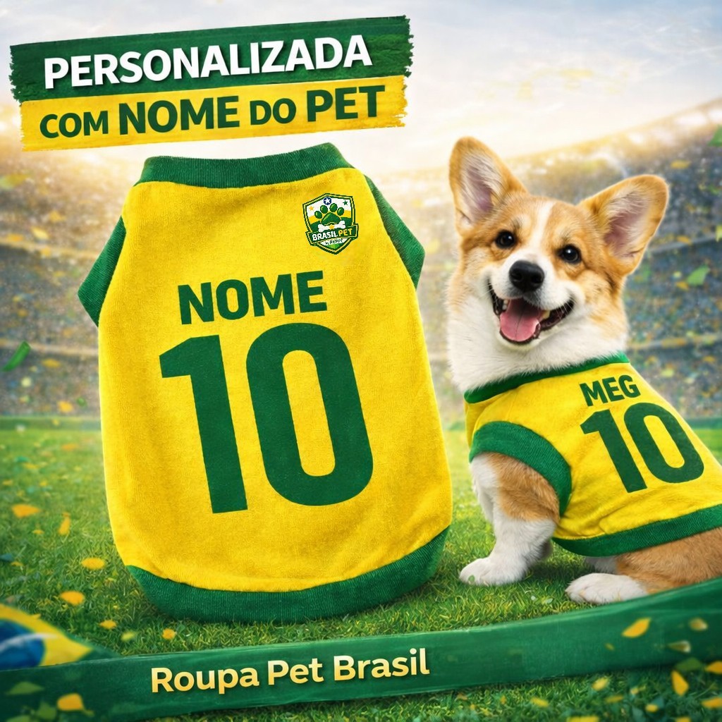 Roupa Pet Personalizada Brasil para Cachorro com N