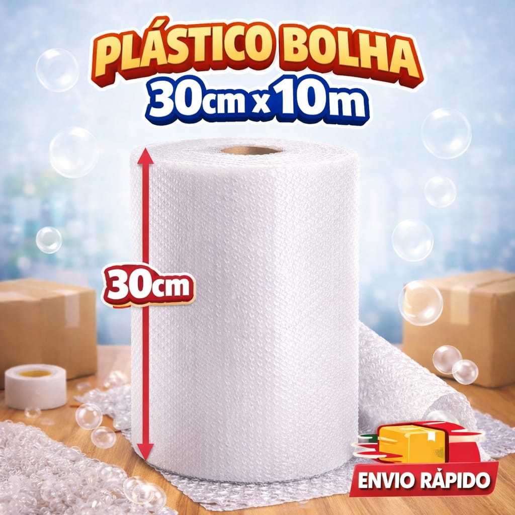 Plástico Bolha 30cm x 10m Resistente Ideal para E