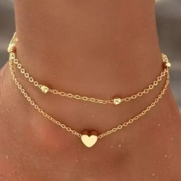 Conjunto 2 Tornozeleiras Mini Coração e Bolinha 