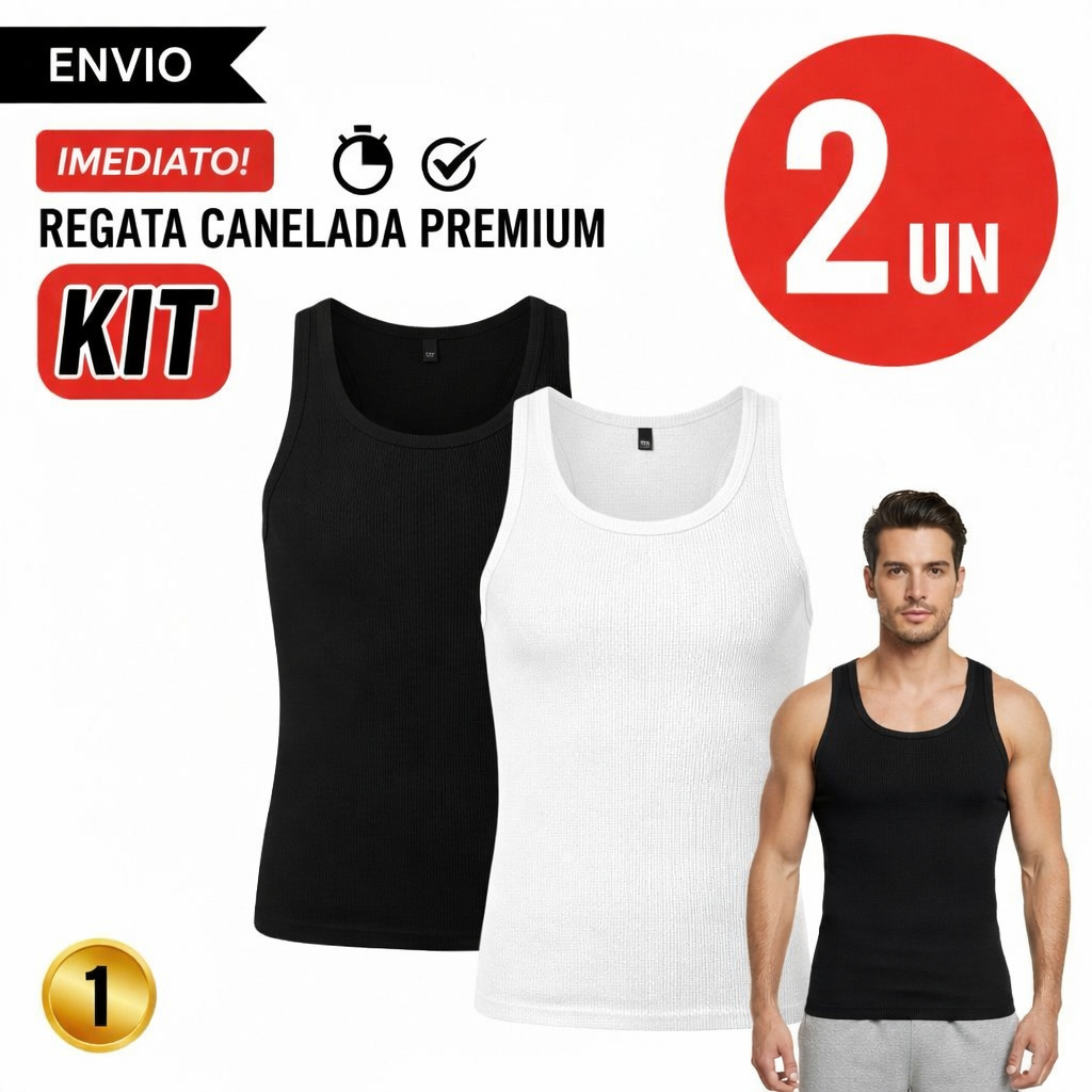 Kit 2 Regatas Masculinas Ribana Canelada Premium T