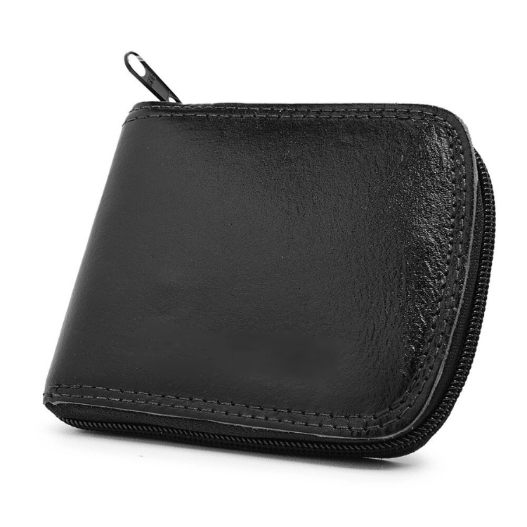 Carteira De Couro Masculina Grande Com Fecho De Z�